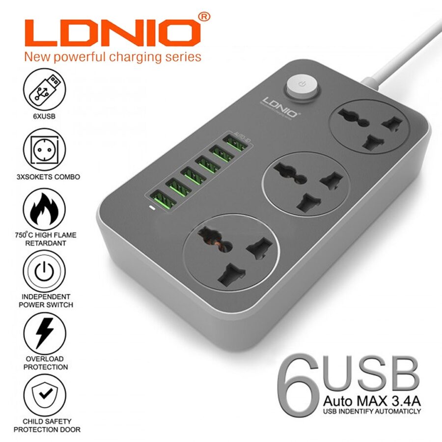 Karikues-Telefoni-Me-6-Dalje-USB-Dyqan-TaxiLDNIO-SC3604-Black-Blerje-Online