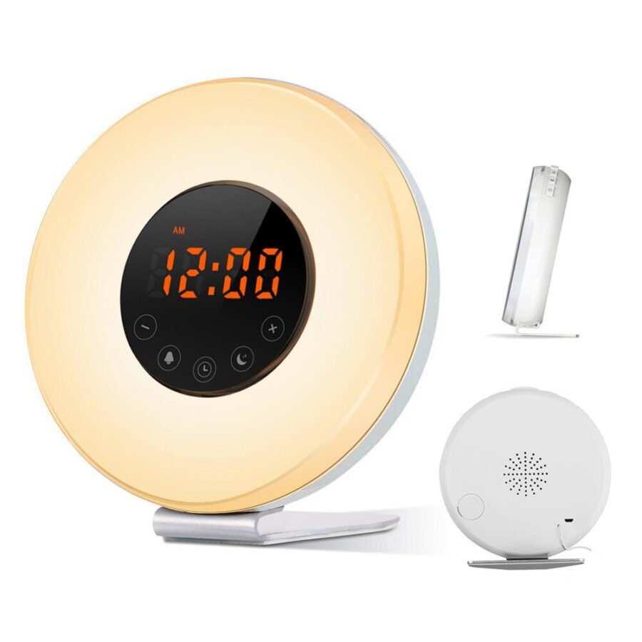 Wake-Up-Light-Alarm-Clock-FM-Radio-Sunrise-Sunset-Simulator-Nature-Sounds-Smart-Snooze-Functions-With