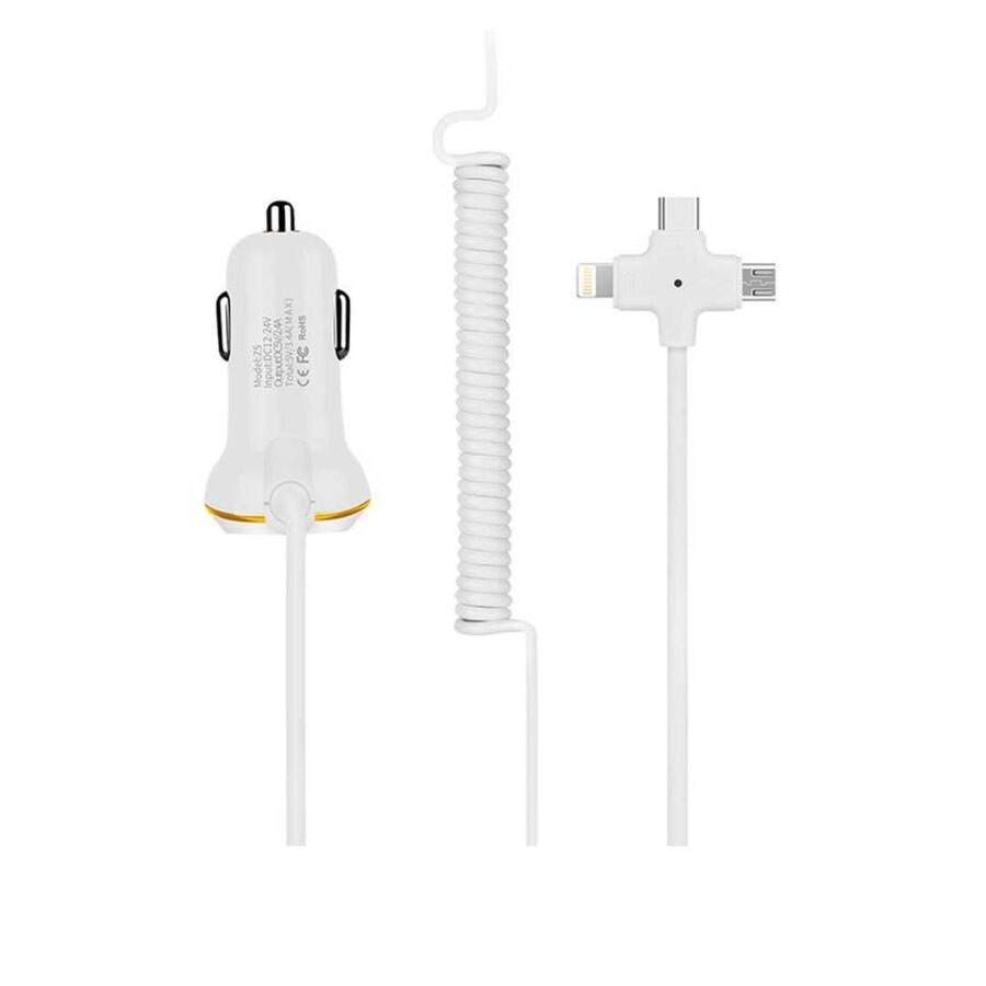 Karikues per makine me 3 porta dyqan taxi apple android type c