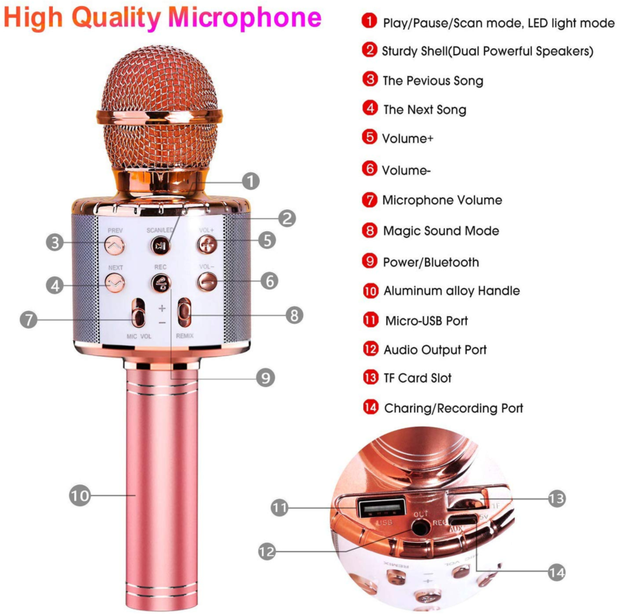 Mikrofon dore per karaoke wireless WS 868L online dyqan taxi