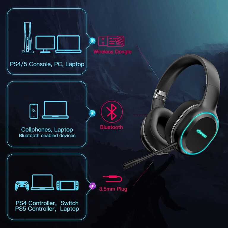 Wireless Headset me drita RGB BG 05 Kofire thumbnail 2