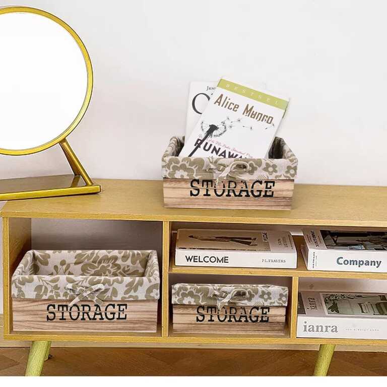 Set me tre shporta organizuese Wooden Storage thumbnail 2