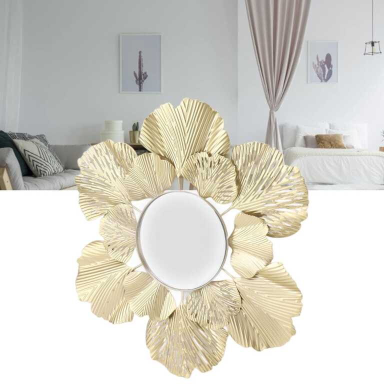 Pasqyre muri me gjethe dekorative gold thumbnail 2